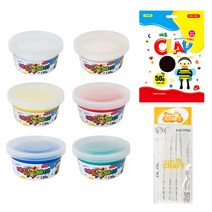 토단교재 에듀클레이 120g x 6종 + 검정 50g + 도구 세트, 혼합색상