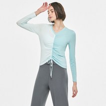 뮬라웨어 여성용 컬러 블록 셔링 롱 슬리브 MWSBTL108