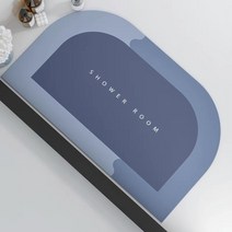 솔브리빙 반원형 소프트 논슬립 욕실 화장실 빨아쓰는 규조토 발매트 물흡수, 블루