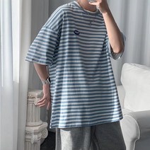 남성용 마켓A 마인드 스트라이프 반팔 티셔츠