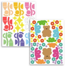 케이트가든 리무버블 인테리어 데코 포인트스티커 도형 + 파티곰돌이 세트, 혼합색상, 1세트