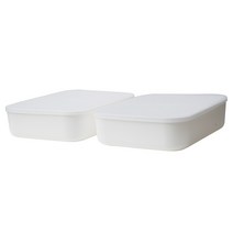 가규 모던 라운드 리빙박스 M half, 화이트(본체) + 투명(뚜껑), 2개