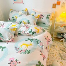 엘레나 린넨 플라워 패턴 이불커버 + 침대시트 + 베개커버 2p 세트 DPCB024