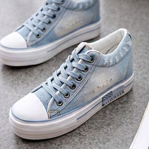 여성용 데님슈즈 캐주얼 청청 캔버스화 스니커즈