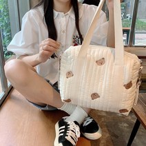 지니얼 여성용 패브릭 퀼팅 자수 숄더 크로스 가방 GA2805
