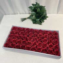 이플린 3겹 비누꽃 장미 50p + 잎사귀꽃대 50p, 진레드