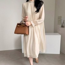 마이시즌 여성 바비 쉬폰 플리츠 원피스