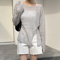 엔비룩 여성용 사이드슬릿 니트지 티