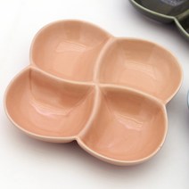 달소금 도자기 유광 클로버 4칸 나눔접시, 피치, 1개