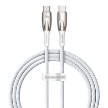 베이스어스 글리머 C to C 고속 충전 케이블 100W, 화이트, 1개, 1m
