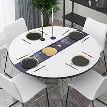 마켓A 옵티컬 기하학 방수 원형 식탁보, TYPE08, 90 x 90 cm