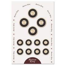 여성용 정장 단추 88콤비 15mm 8p + 21mm 4p 세트, 골드블랙, 1세트