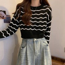 레몬소울 여성용 케치스 스트라이프 펀칭 니트티