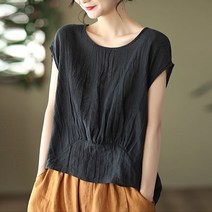 레몬소울 하이포 빅사이즈 주름 반팔 블라우스