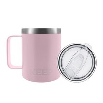 KEEP 보온 보냉 핸들 머그 손잡이 텀블러, 라이트핑크, 350ml
