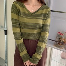 여성용 폰델리 믹스 짜임 크롭 니트 cpnt3916k28