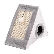부투펫 고양이 스크래쳐 삼각 하우스 소형, 그레이, 1개
