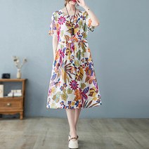 레몬소울 레이먼 꽃밭 패턴 반팔 원피스