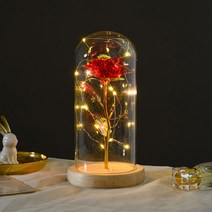 히즈플랜 LED 크리스탈 장미 무드등 B타입, 레드
