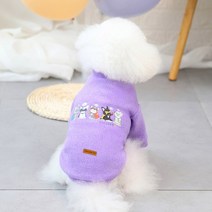 딩동펫 반려동물 슈퍼불독 극세사 골지 티셔츠, 퍼플