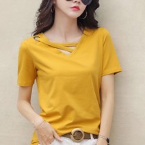 모네타 여성용 넥 스트랩 포인트 반팔 상의