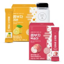 참앤들황토농원 데이앤 콤부차 레몬 5g x 30p + 복숭아 5g x 30p + 보틀 세트, 300g, 1세트