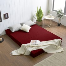 서광퍼니처 맥스 4단 접이식 매트리스 고급형 고탄성 스펀지, 레드와인