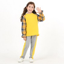 여아용 옐로 퍼프 상하 바지세트