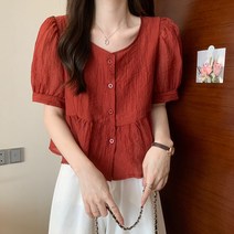 레몬소울 리혼 퍼프 반팔 블라우스