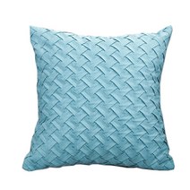 크로스 니트 짜임 면 공예 소파 쿠션 솜포함, 스카이블루