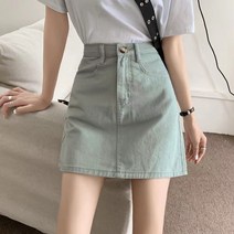 골드팡 여성용 데일리 미니 데님 캐주얼 학생 데이트 스커트