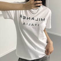여성용 라라온 총트 레터링 반팔티