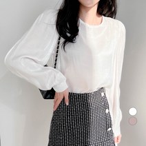 에비뉴비 여성용 새틴 퍼프 블라우스