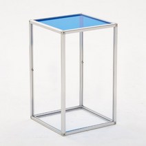 데리B 유리 실버 큐브 협탁 400, B형 블루