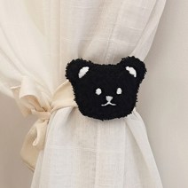 지앤와이 곰돌이 커튼 타이백, 블랙, 2개