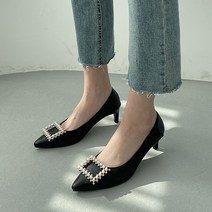 벨레페 오널 포인티드 진주큐빅 스틸레토 미들힐 5cm