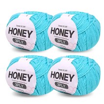니뜨 허니 3ply 뜨개실 45g x 4p + 무료 도안 세트, 37 하늘색
