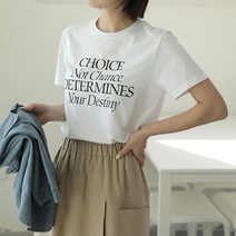 빼빼 여성용 라운드넥 영문배색레터링 반팔 티셔츠