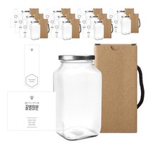 사각유자 꿀병 760ml + 러그캡 실버 + 병스티커 심플 꿀벌화분 L + 심플허니봉인A 스티커 + 호환상자, 12세트