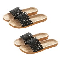 에버하우스 레이스 린넨실내화 2p, 블랙