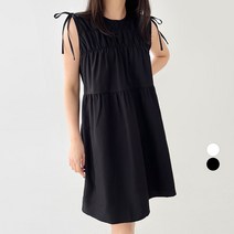 플랜데이 여성용 어깨 리본끈 캉캉 발레코어 티어드 민소매 미니 원피스