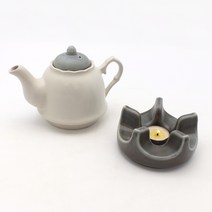 달소금 도자기 무광 차 주전자 미니워머 세트, 다크그레이, 1세트