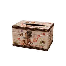 부스마켓 레트로 디자인 사각 티슈 케이스, 빌딩, 1개