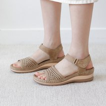 르본디 여성용 벨크로 통굽 스트랩 샌들 5cm