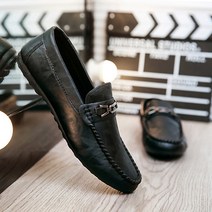 더플로우 남성용 부드러운 인조가죽 체인 로퍼