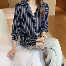 패션풀 여성용 오브 스트라이프 셔츠 25707