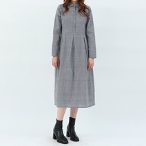 엘쏘 체크 슬림 셔링 라인 셔츠 원피스