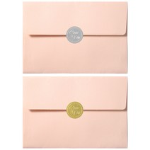 러브유 원형스티커 50p + 파스텔 청첩장 앤 엽서 봉투 50p 세트, 랜덤발송(원형스티커), 핑크(봉투), 1세트