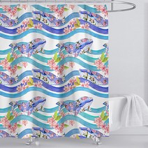 마켓에이 애니멀플라워 유니크 샤워커튼 고래꽃 180 x 180 cm, 1개