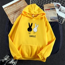 스마일 레빗 오버핏 기모 임산부 후드티